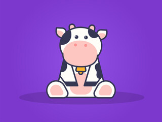 Cute cow cartoon concept illustration