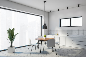 Modern white dining room corner