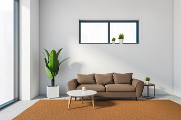 Modern white living room with sofa