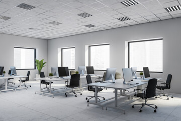 Modern white open space office corner