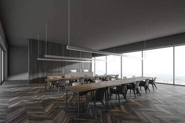 Modern gray panoramic restaurant corner