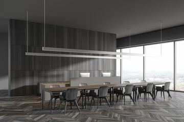 Modern gray panoramic cafe corner