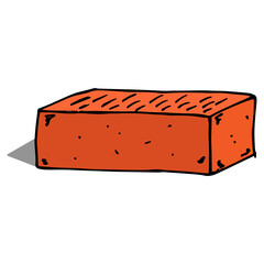 Brick. Red brick. Vector illustration of a red brick building. Hand drawn building red brick.