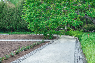 repair, construction of a park path, work in process