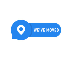 blue we have moved simple badge