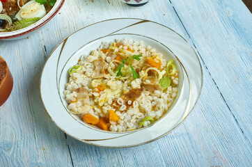 Pearl barley, bacon & leek casserole