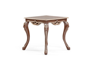 classic wood coffee table on white background.