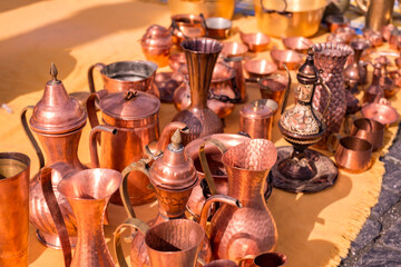 copper pots at the gypsy fair