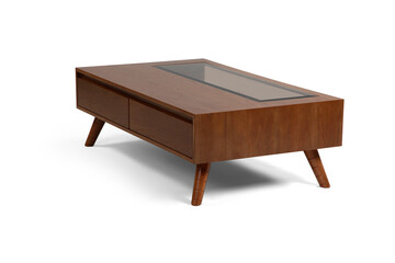 Brown coffee table on white background
