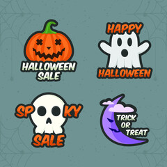 Hand drawn halloween sale badge collection