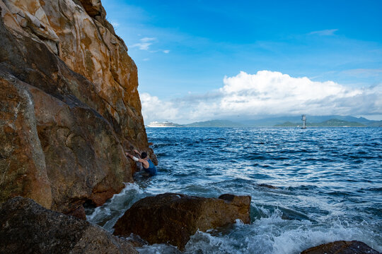 Rugged coastline of Lamma Island in Hong Kong