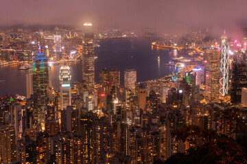 Fototapeta na wymiar Victoria Harbour in Hong Kong during the third wave of pandemic