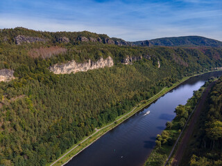 Sächsische Schweiz Fluss Bad Schandau Luftaufnahme Drohne Bild 2