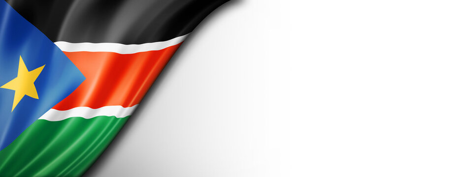 South Sudan flag isolated on white banner