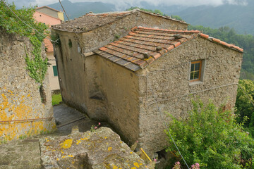 Il villaggio di Cornice nel territorio di Sesta Godano, La Spezia, Liguria, Italia.