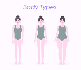 Obraz na płótnie Canvas Silhouettes of various types of female figures. Female body types. Body shape line vector illustration