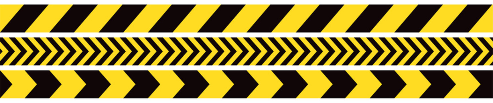 Seamless barrier tape. Construction border. Black and yellow restriction line. Do not cross boundary tape.
