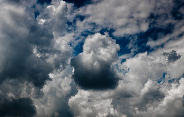Gray clouds in the blue sky