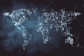 Creative glowing polygonal world map