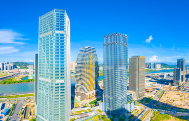 Obraz premium Aerial view of Hengqin Free Trade Zone, Zhuhai City, Guangdong Province, China