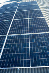 installation of photovoltaic panels on an aluminum roof
