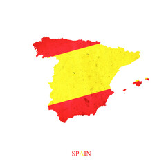 Spain flag in the form of a map of Spain.