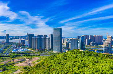 Aerial view of Hengqin Free Trade Zone, Zhuhai City, Guangdong Province, China