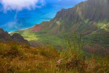 Naklejka na ściany i meble Kalalau Valley, Na Pali Coast State Wilderness Park, Kauai, Hawaii