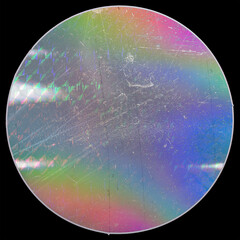 macro top shot photo of holographic foil sticker with cool grid pattern texture, holo sticker on...