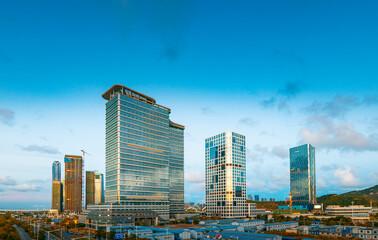 Obraz premium Aerial view of Hengqin Free Trade Zone, Zhuhai City, Guangdong Province, China