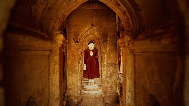 Interior of the ancient temples in Bagan eim ya kyaung Myanmar