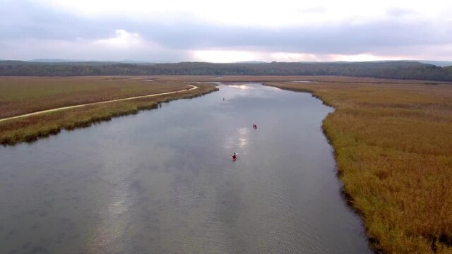 People canoeing in Igneada Turkey in Autumn