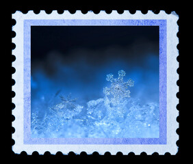 snowflake postage stamp, winter card