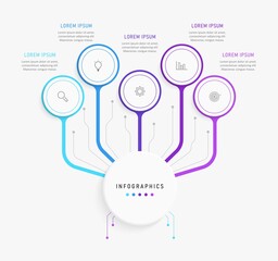 Vector Infographic label design template with icons and 5 options or steps. Can be used for process diagram, presentations, workflow layout, banner, flow chart, info graph.