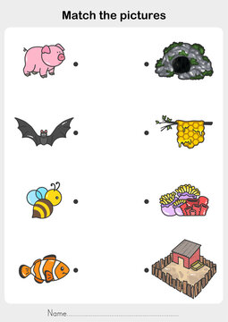 match the pictures of Animal and Their Homes. - Flashcards for education.