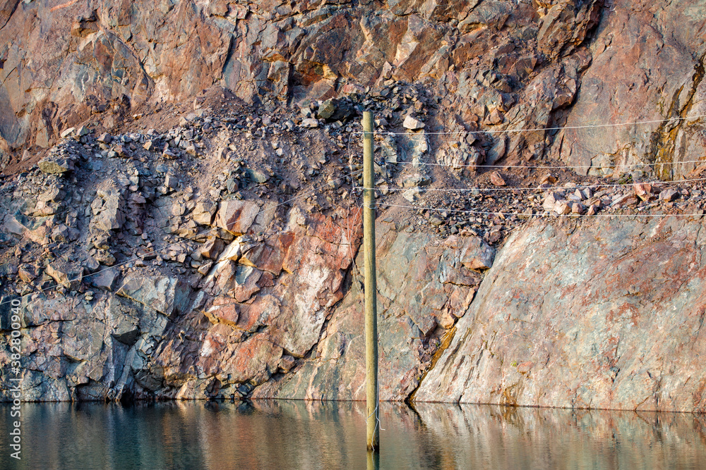Aufkleber abandoned quarry for mining. horizontal frame