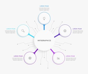 Vector Infographic label design template with icons and 5 options or steps. Can be used for process diagram, presentations, workflow layout, banner, flow chart, info graph.