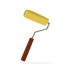 Construction roller for renovating an apartment, office or other premises. Painting walls, floors or decor. Colored icon for website design. Vector illustration