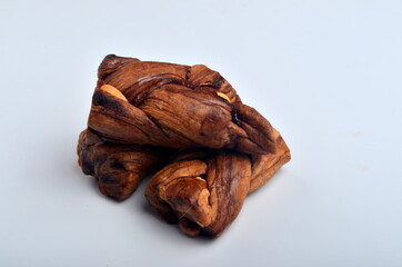 Braided Dried Melon isolated on white background, dried fruits