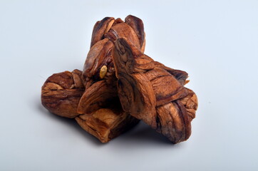 Braided Dried Melon isolated on white background, dried fruits