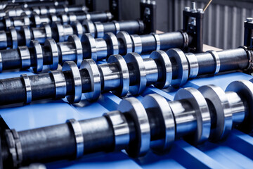 Metal sheet forming machine at the modern metalwork factory.