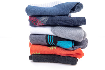 Pack of mens cotton socks isolated on white background.
