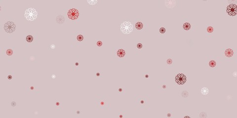 Light red vector doodle background with flowers.