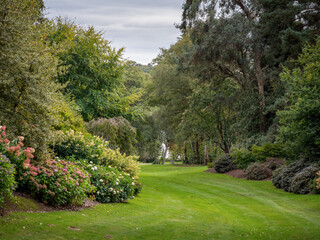 Virginia Water gardens view, September 2020. Surrey, England, UK.