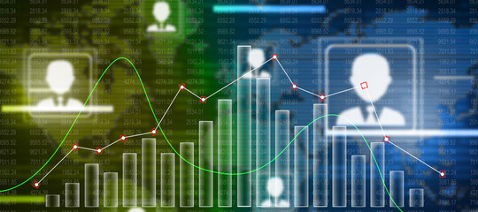 2d rendering Stock market online business concept. business Graph 