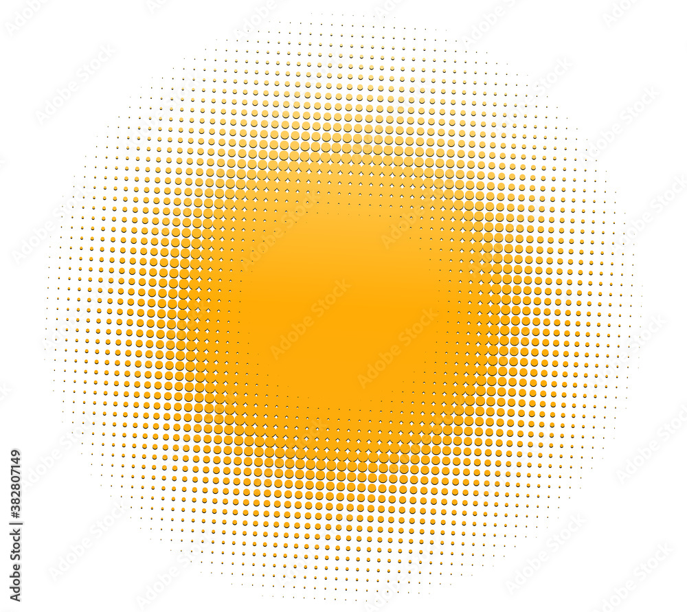 Poster colour halftone (half-tone) element. dots, circles, speckles and freckles vector illustration. stipp