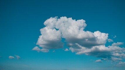 Beautiful isolated cloud in the blue sky (Corinaldo, Marche, Italy, Europe)