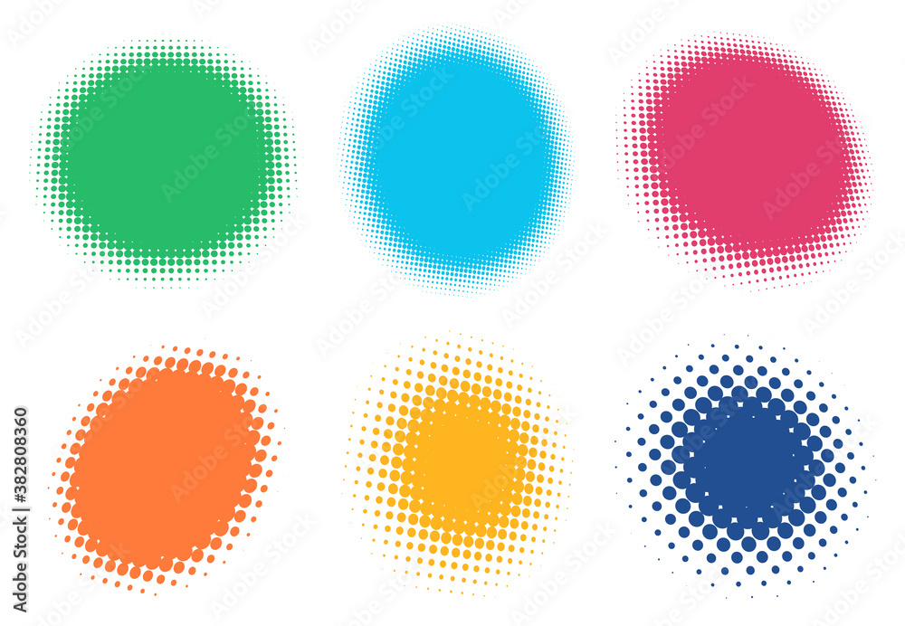 Poster colorful halftone vector pattern, texture in 3d perspective. circles, dots, screentone illustration.
