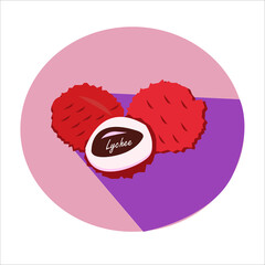 Ripe and juicy lychee fruit three pieces