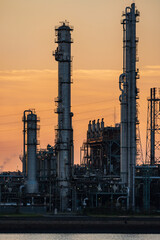 朝焼けとプラント
